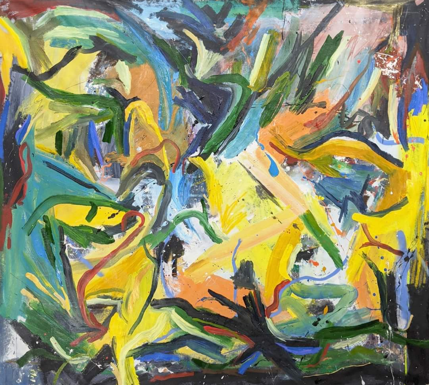 Colorful abstract art painting by artist Joseph Conrad-Ferm. Represented by Tuleste Factory in New York City.