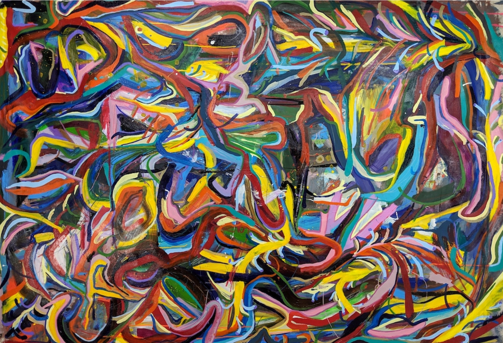 Gesturally abstract fine art painting by American Artist Joseph Conrad-Ferm. Represented by fine art gallery Tuleste Factory in New York City.