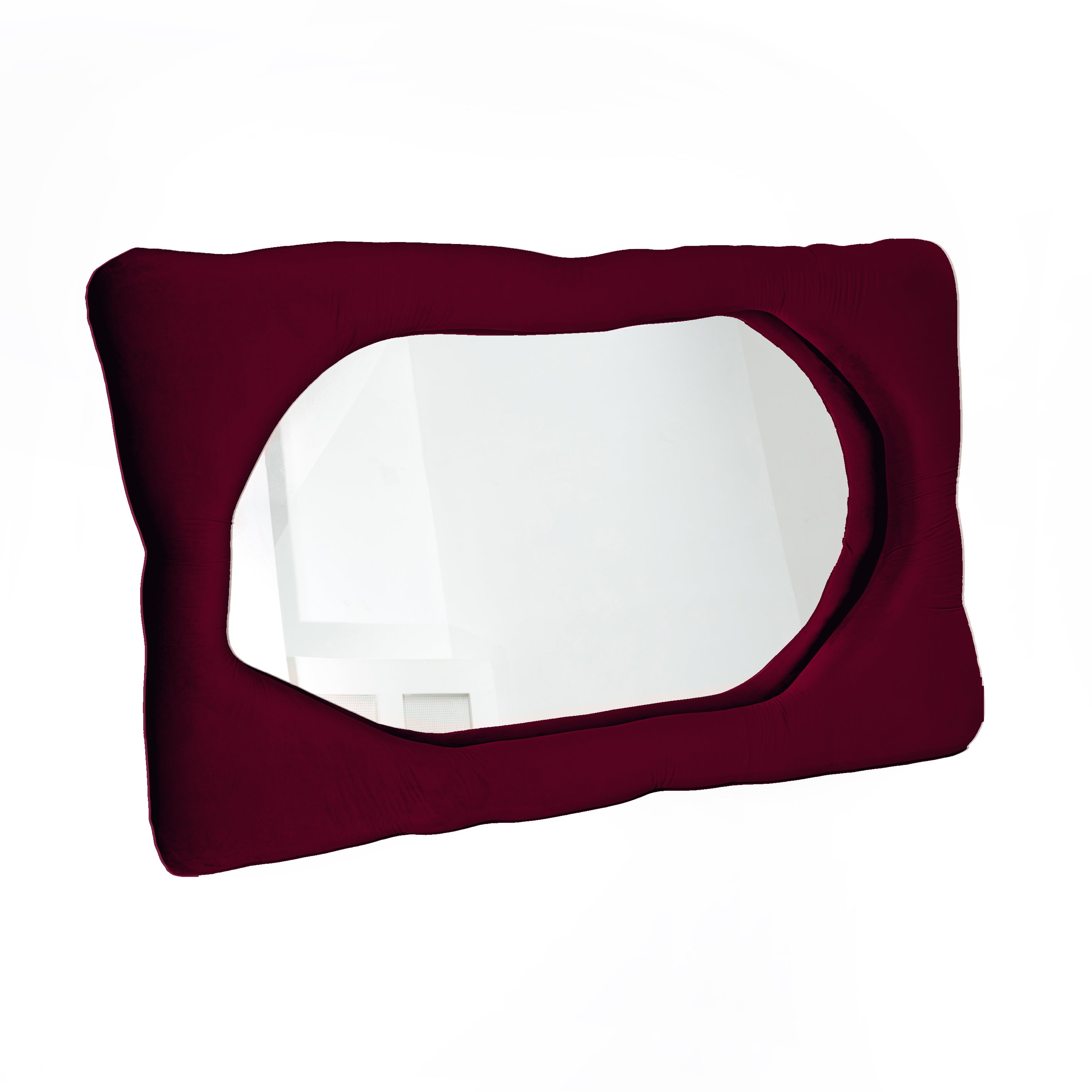Bespoke velvet mirror in Blackberry, design by Brandi Howe. Represented by Tuleste Factory, an art & design gallery in Chelsea, New York city.