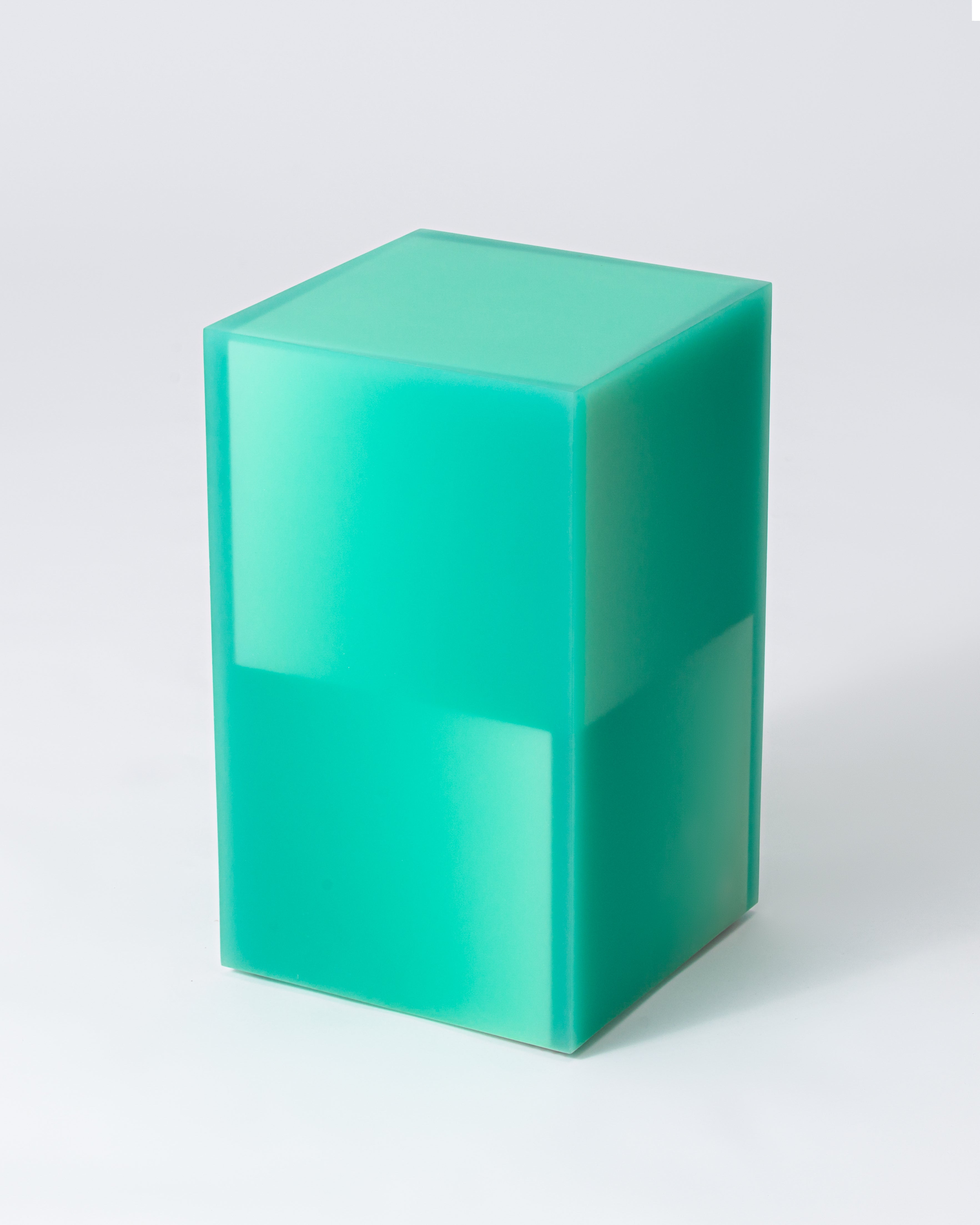 Resin furniture design, stool and side table as sculpture by Facture Studio. Represented by Tuleste Factory in New York City.
