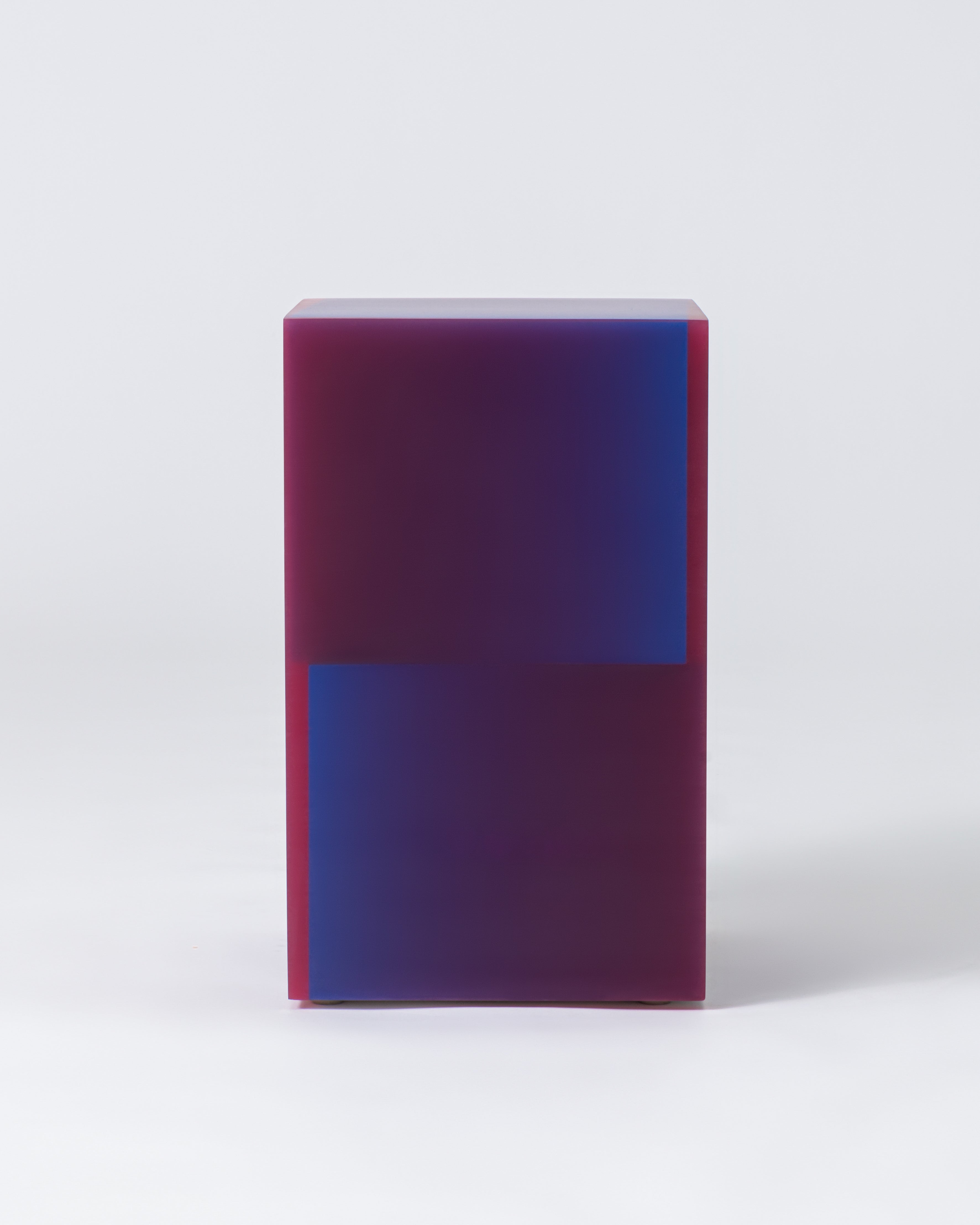 Resin furniture design, stool and side table as sculpture by Facture Studio. Represented by Tuleste Factory in New York City.