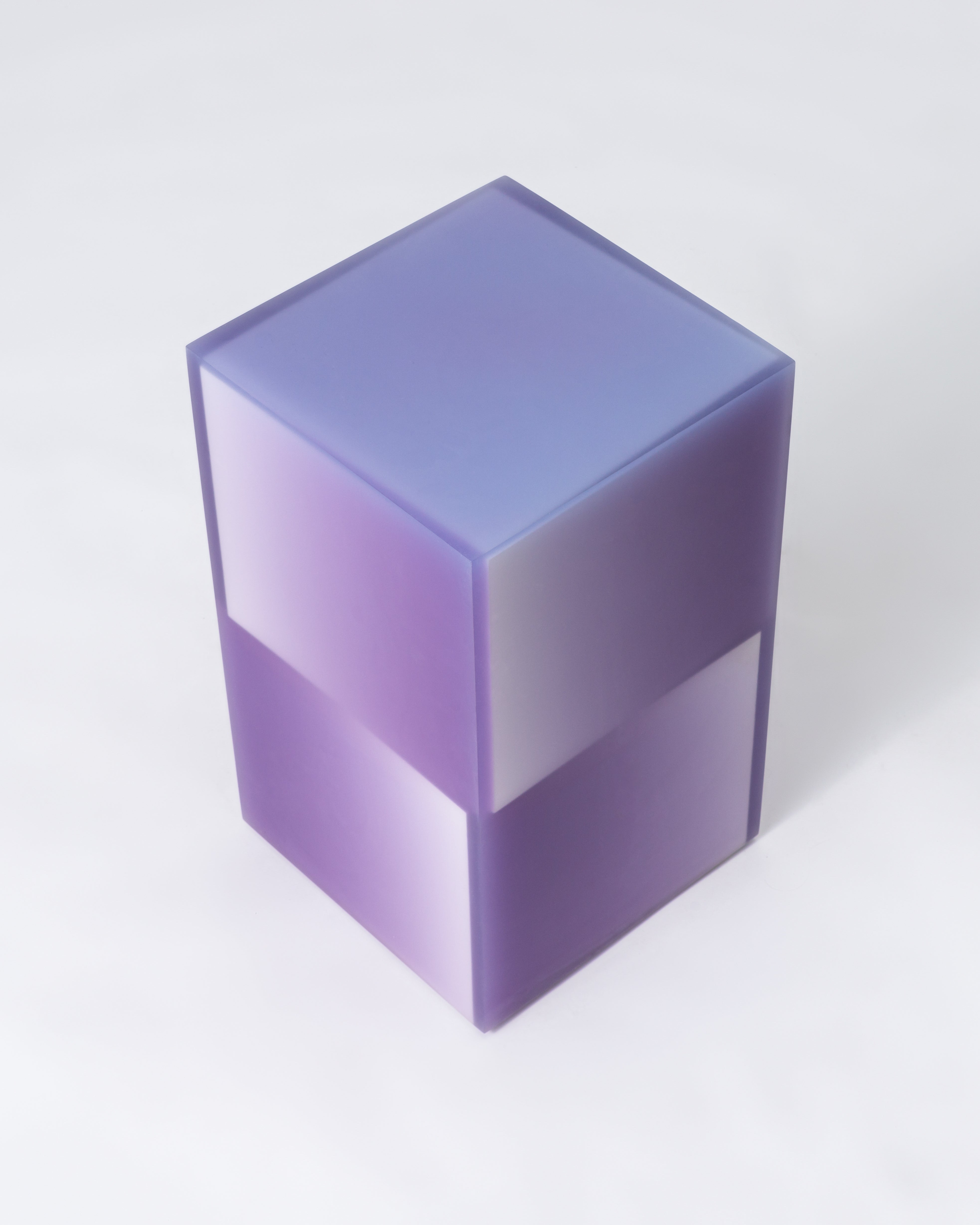Resin furniture design, stool and side table as sculpture by Facture Studio. Represented by Tuleste Factory in New York City.