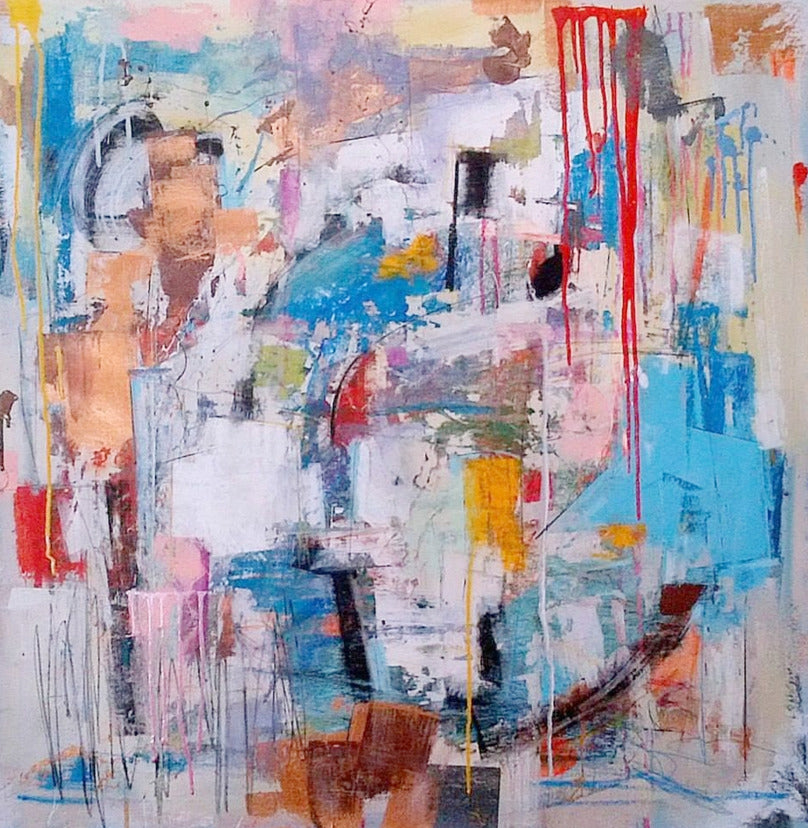 Pastel, colorful abstract painting by artist Joseph conrad-Ferm. Represented by Tuleste Factory in New York City.