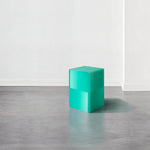 Resin furniture design, stool and side table as sculpture by Facture Studio. Represented by Tuleste Factory in New York City.