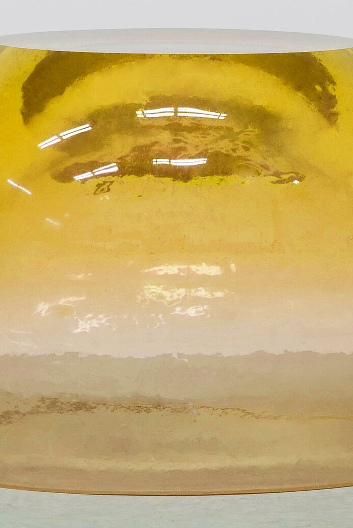 Chic and playful side table or transparent resin stool by artist Ian Alistair Cochran. Available through collectible design gallery Tuleste Factory in New York City.