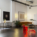 Chic and playful side table or transparent resin stool by artist Ian Alistair Cochran. Available through collectible design gallery Tuleste Factory in New York City.