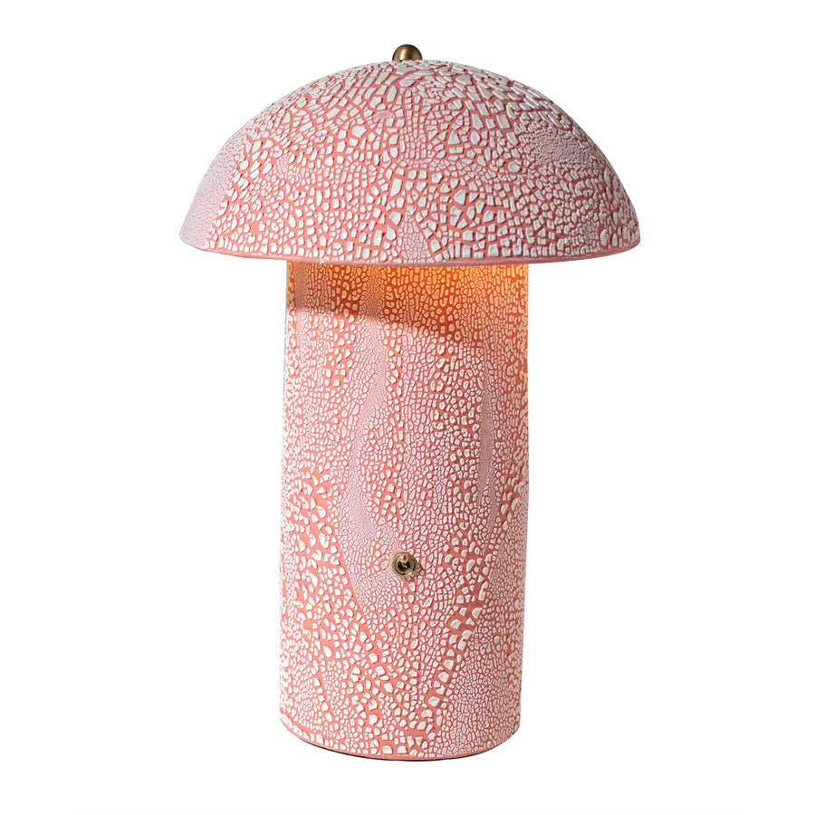 Pink Crackle Mushroom Table Lamp