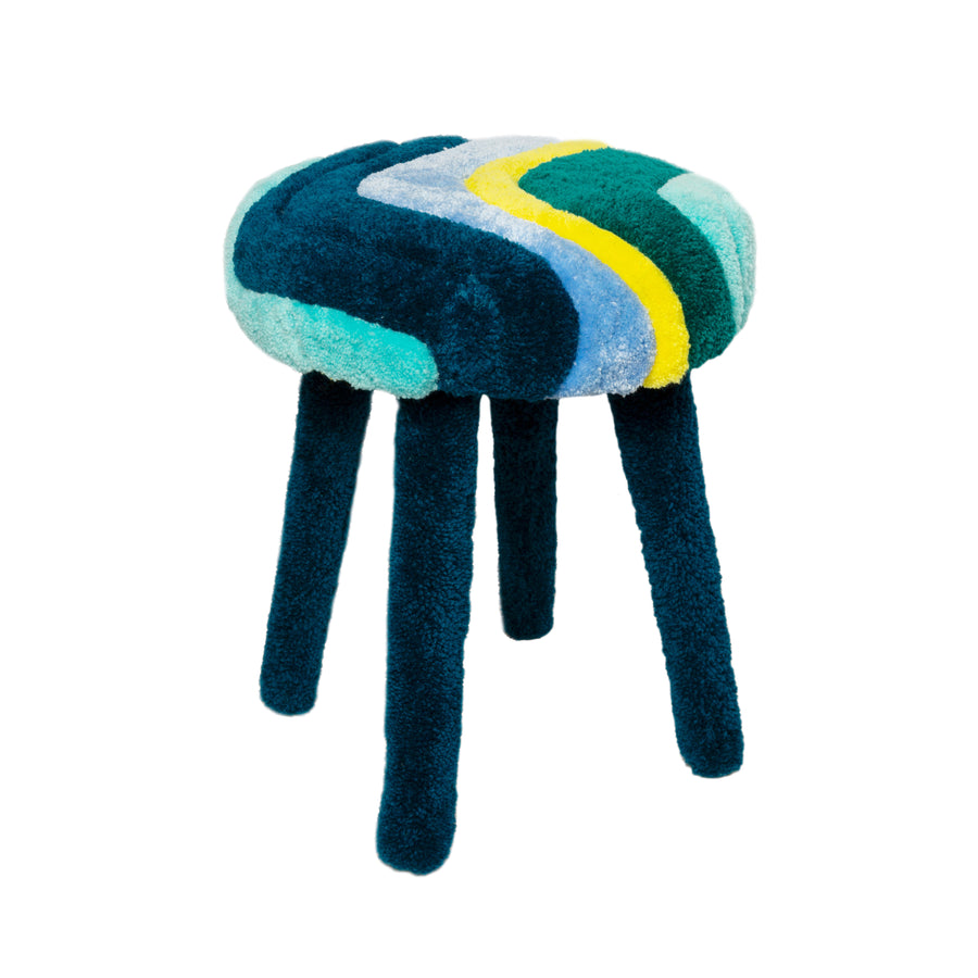 Wool Stool in Green/Blue