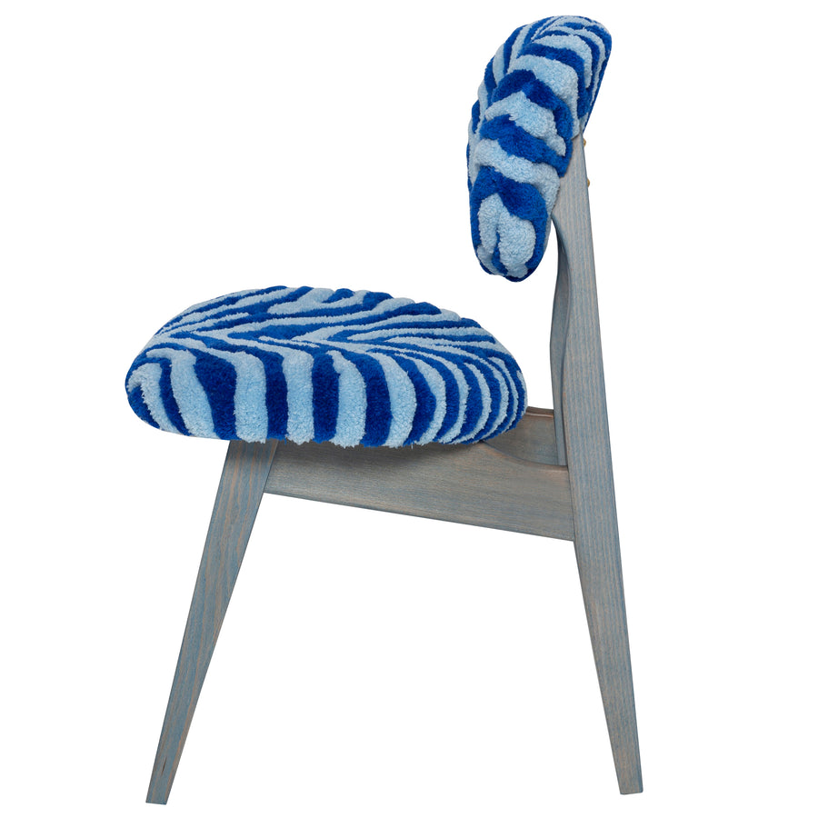 Mushroom Chair in Zebra Blue Wool