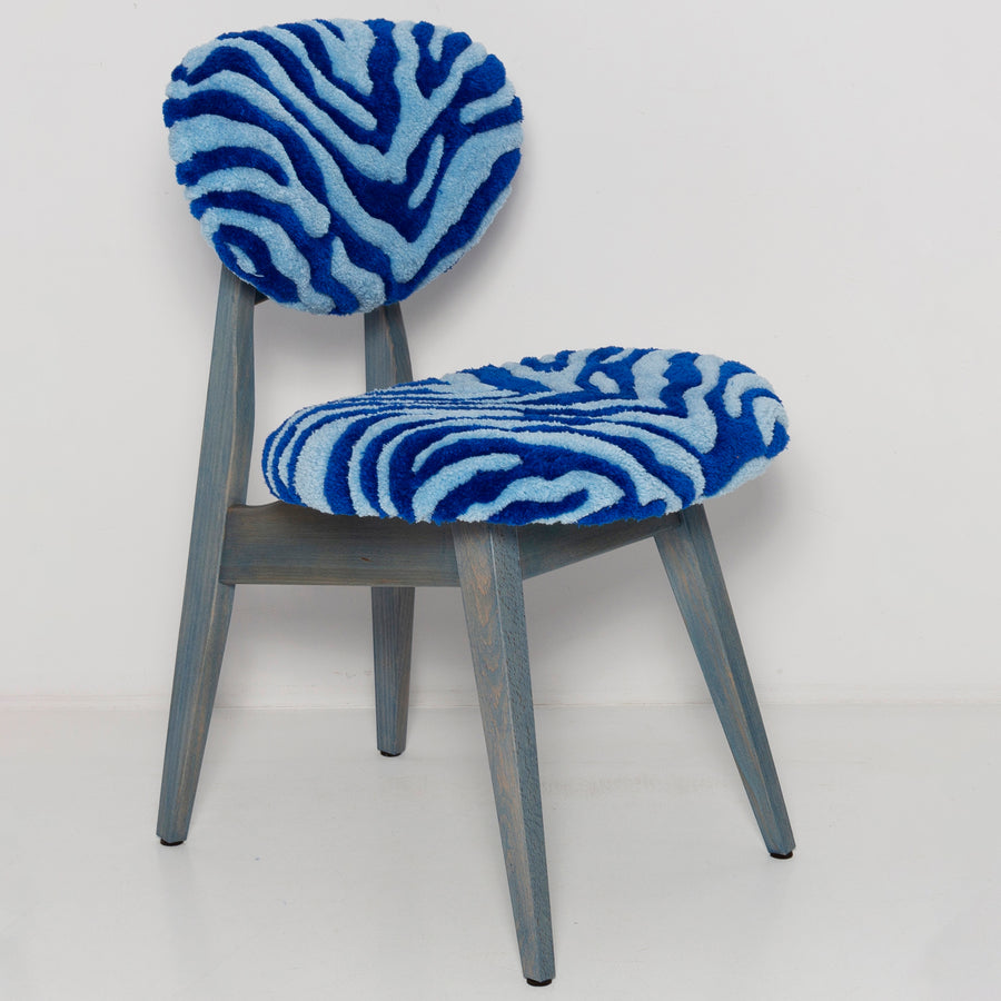 Mushroom Chair in Zebra Blue Wool