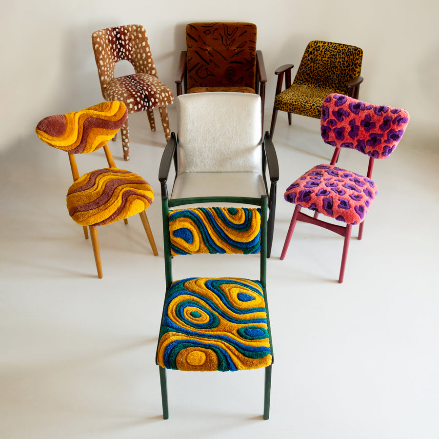 Butterfly Chair in Leopard Pink Wool