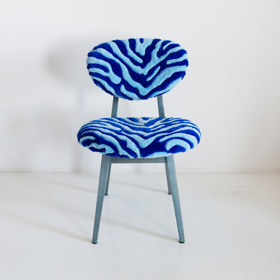 Mushroom Chair in Zebra Blue Wool