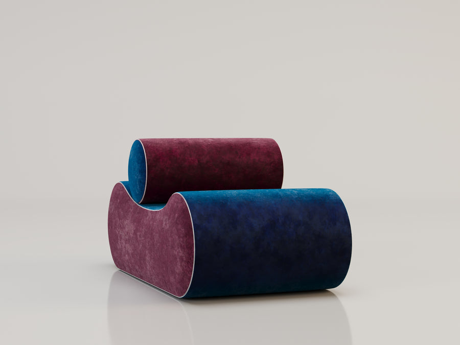 L'EMBLEMATIQUE Armchair in Blue and Burgundy