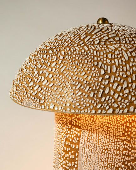 Gold Crackle Mushroom Table Lamp