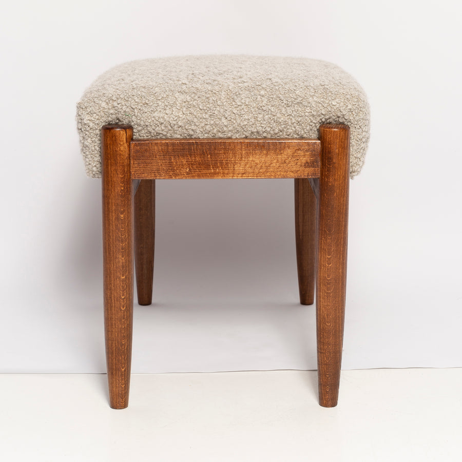 Gray Alpaca Wool Stool