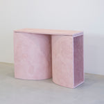 Pink Console made from Cement by designer Bailey Fontaine. Represented by Tuleste Factory, a design showroom in Chelsea.