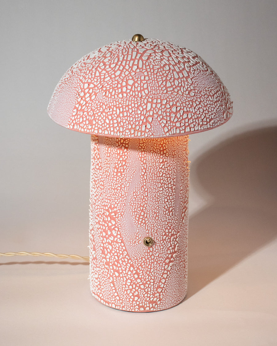 Pink Crackle Mushroom Table Lamp