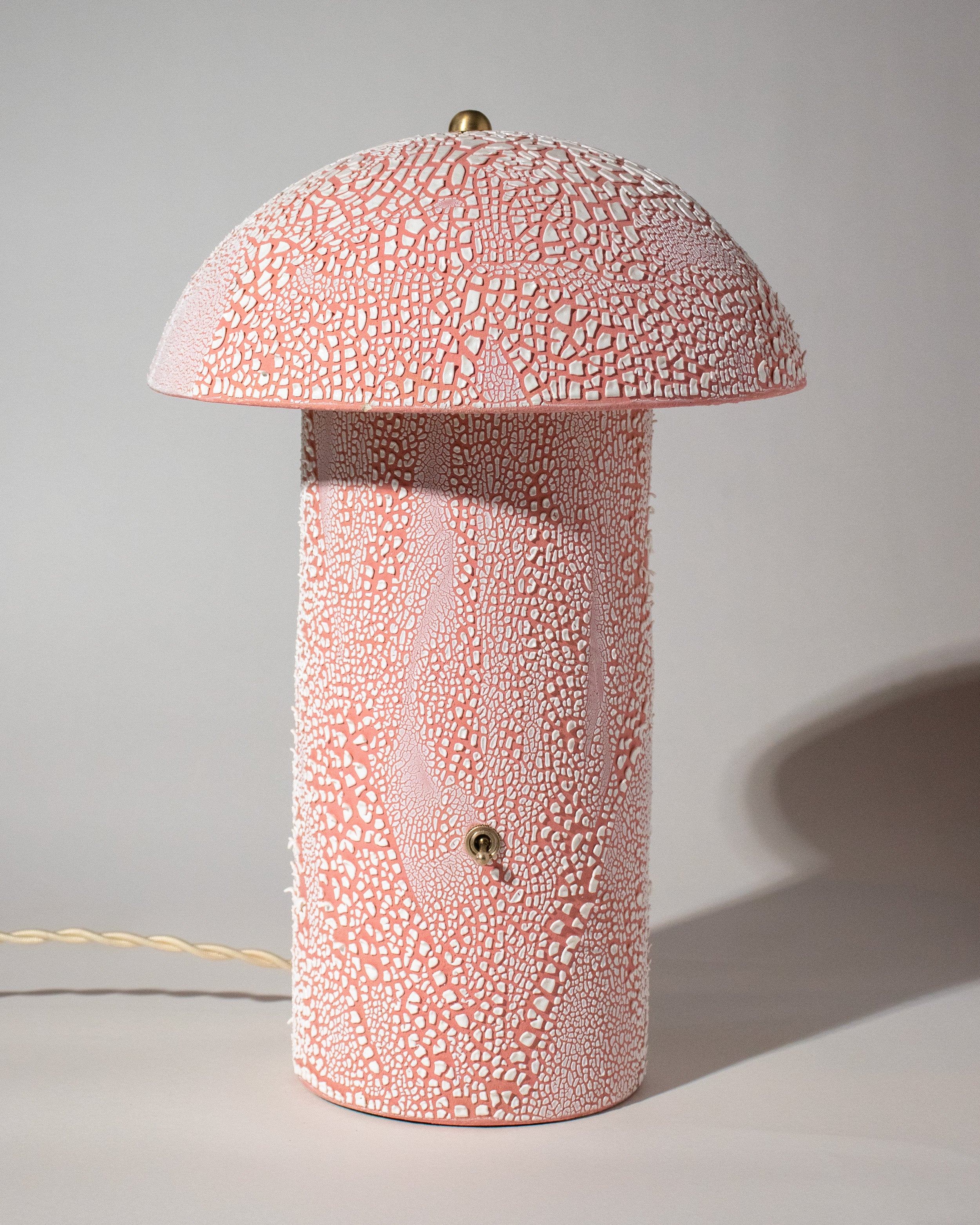 Pink Crackle Mushroom Table Lamp