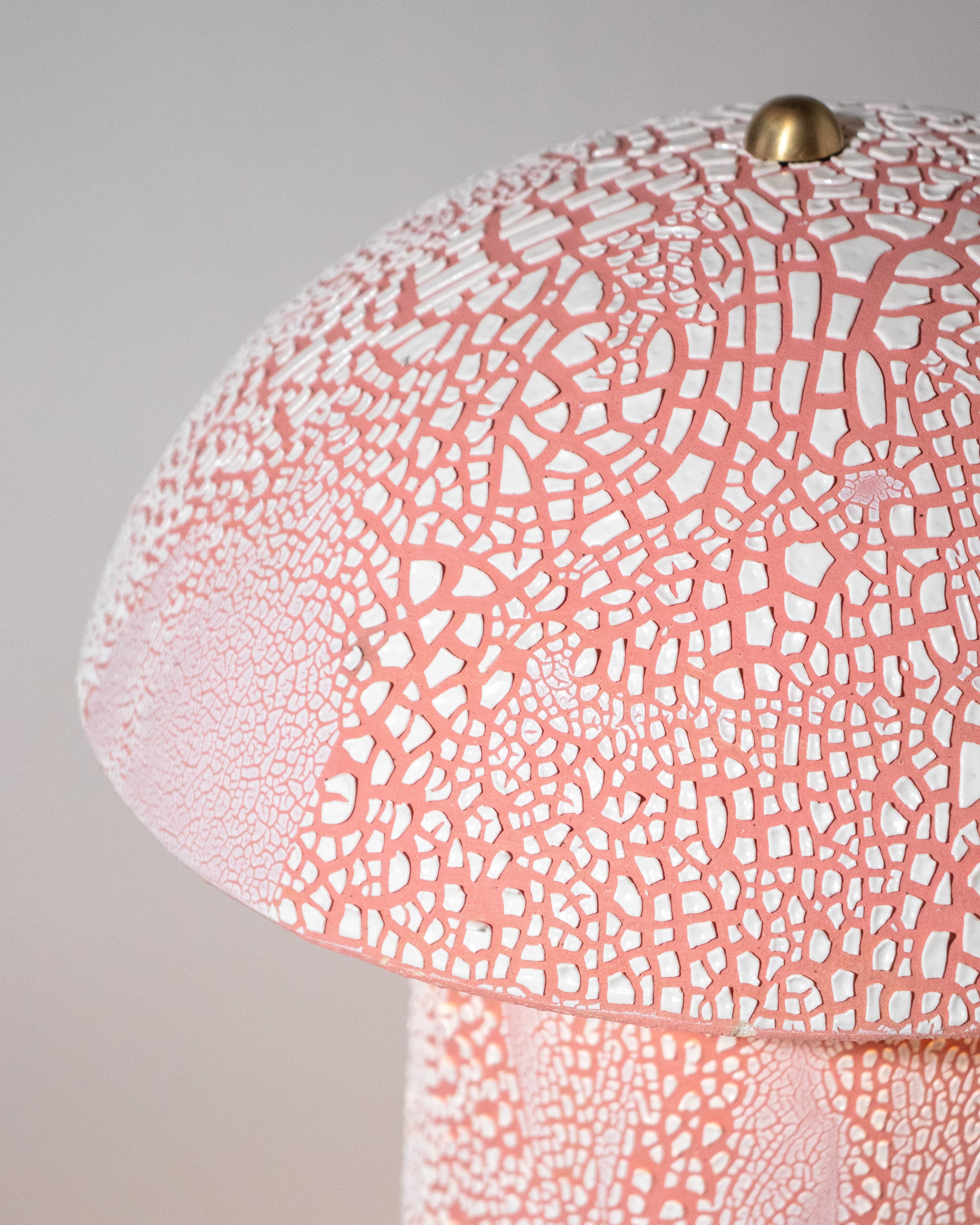 Pink Crackle Mushroom Table Lamp
