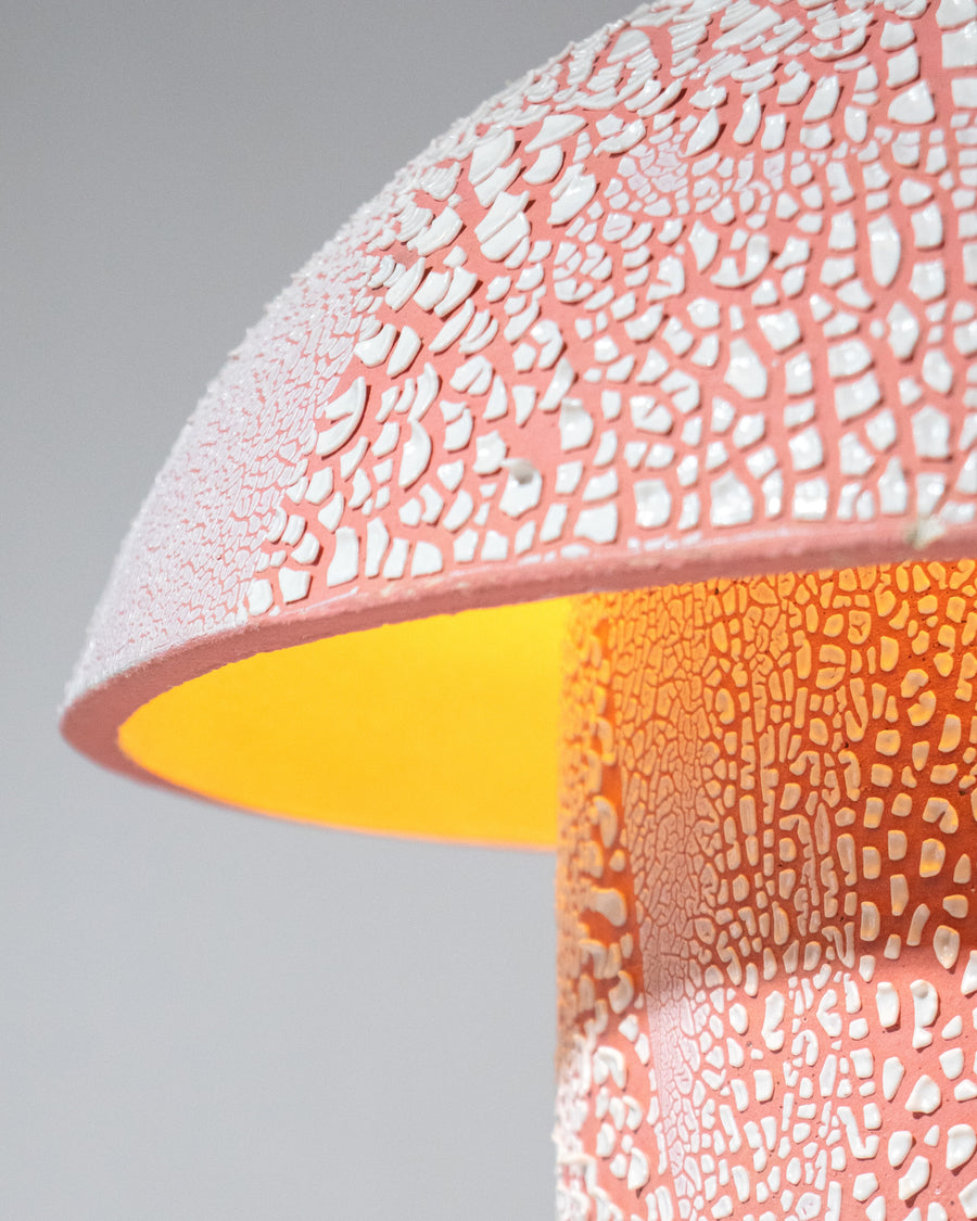 Pink Crackle Mushroom Table Lamp