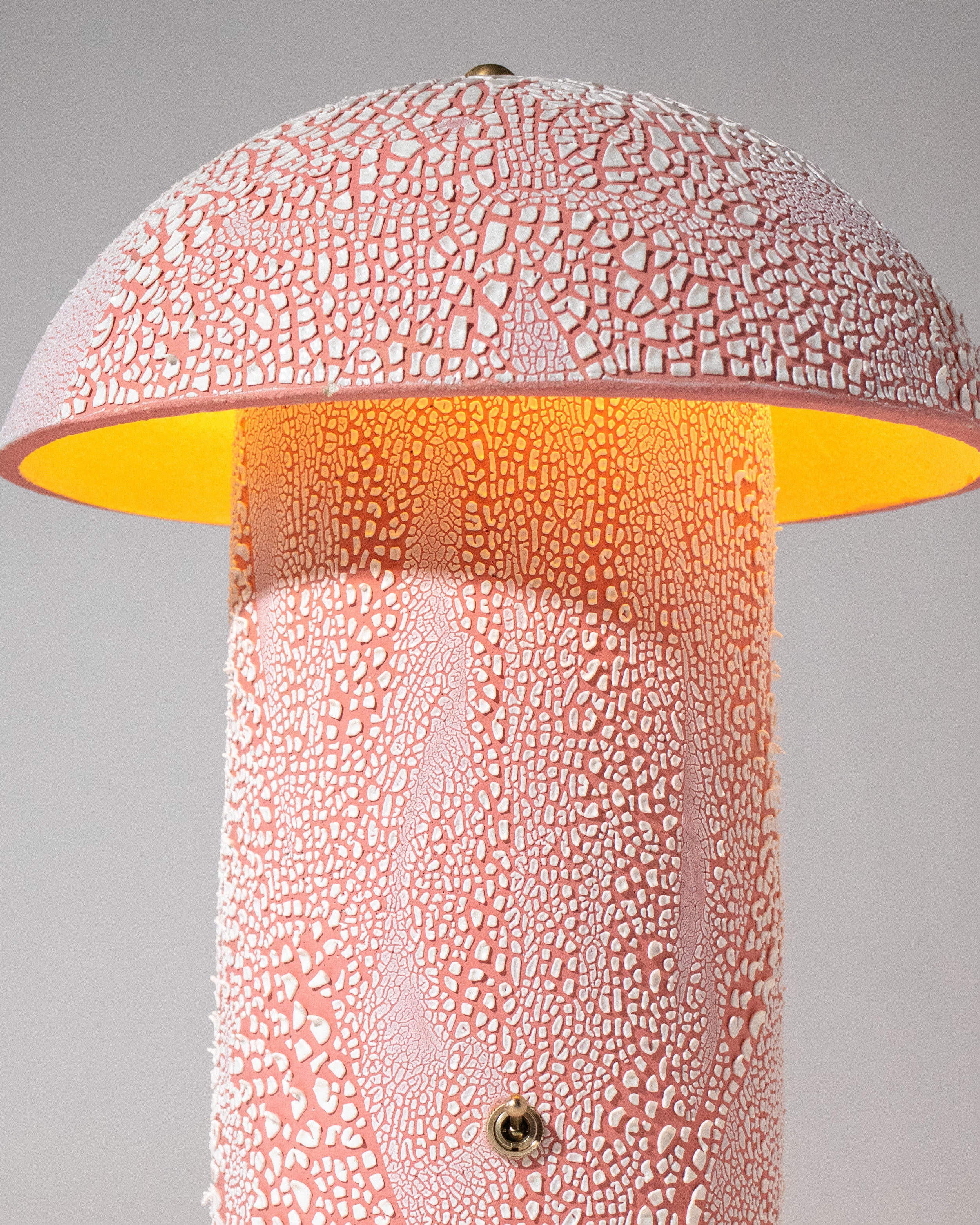 Pink Crackle Mushroom Table Lamp