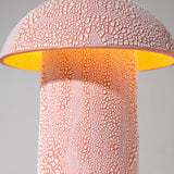 Pink Crackle Mushroom Table Lamp