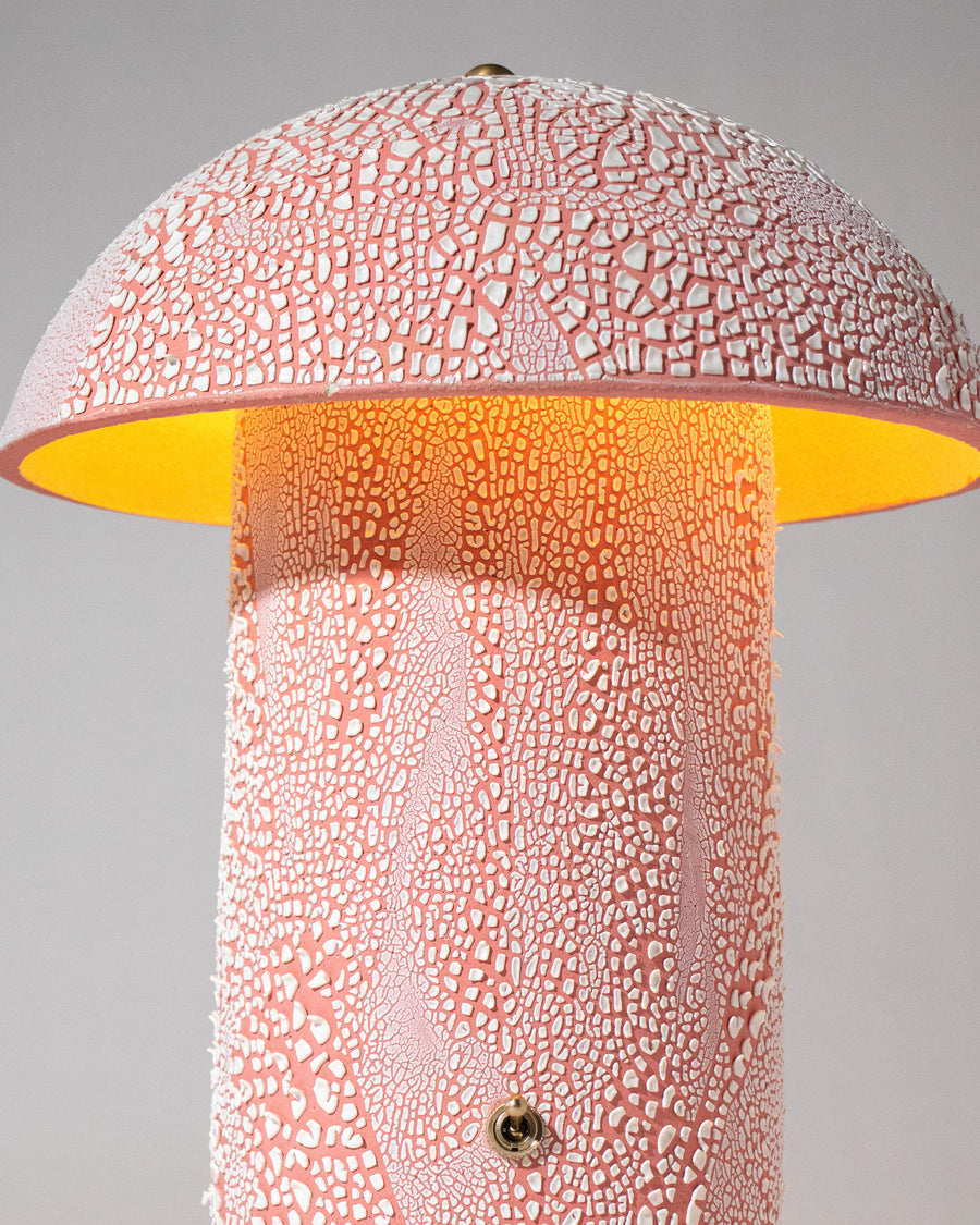 Pink Crackle Mushroom Table Lamp
