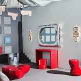 Leather Biomorphic Mirror