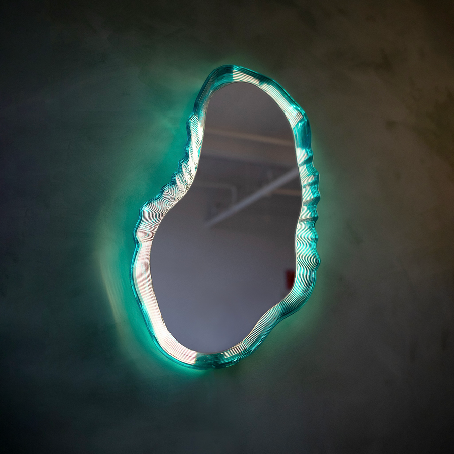 Oyster Mirror in Aqua