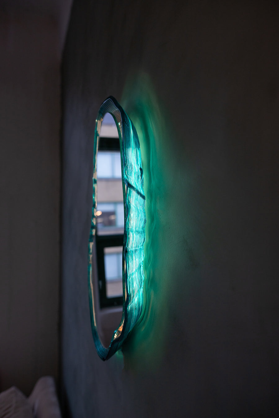 Oyster Mirror in Aqua