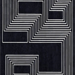 Black and white maze rug by Jt. Pfeiffer. Represented by Fine art and design gallery Tuleste Factory in New York City.