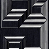 Black and white maze rug by Jt. Pfeiffer. Represented by Fine art and design gallery Tuleste Factory in New York City.