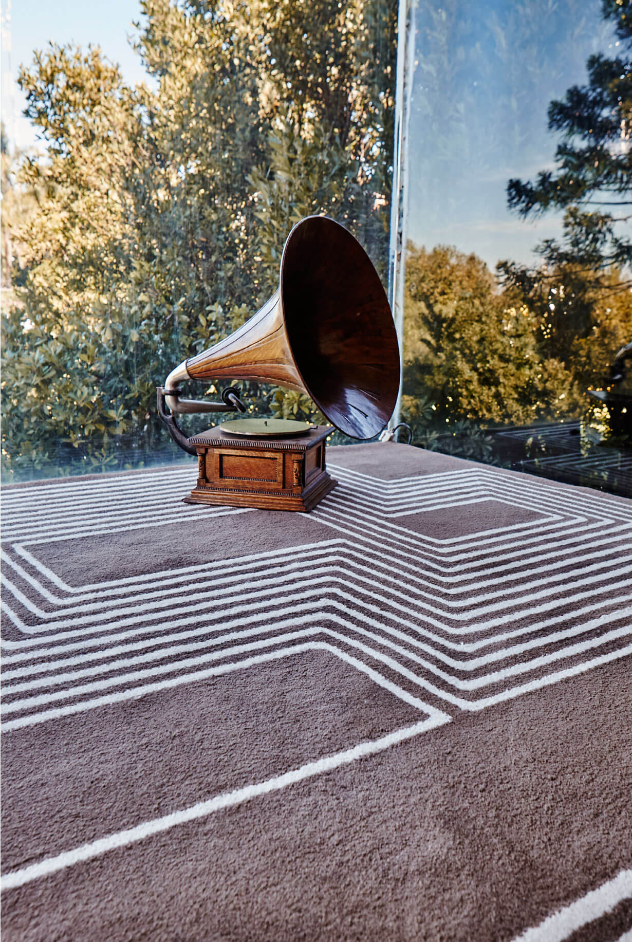  Maze rug in Tibetan Wool by Jt. Pfeiffer. Represented by Fine art and design gallery Tuleste Factory in New York City.