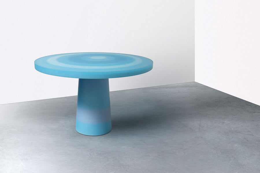 Resin furniture design, dining table as sculpture by Facture Studio. Represented by Tuleste Factory in New York City.