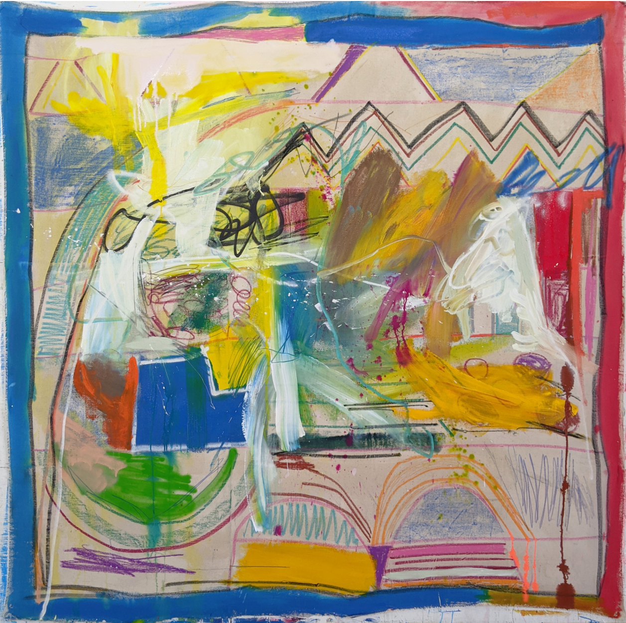 Colorful abstract painting by artist Joseph Conrad-Ferm. Represented by Tuleste Factory in New York City.