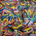 Gesturally abstract fine art painting by American Artist Joseph Conrad-Ferm. Represented by fine art gallery Tuleste Factory in New York City.