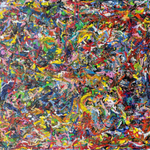 Multicolor, textured abstract paitning by artist Joseph Conrad Ferm. Represented by fine art gallery Tuleste Factory in New York City.