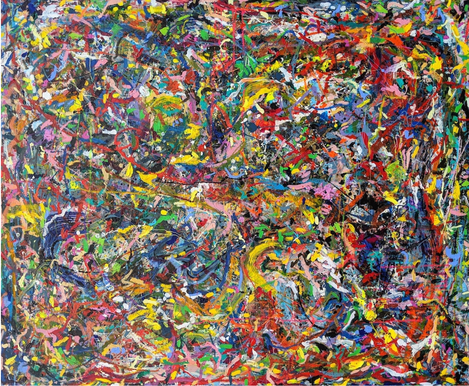 Multicolor, textured abstract paitning by artist Joseph Conrad Ferm. Represented by fine art gallery Tuleste Factory in New York City.
