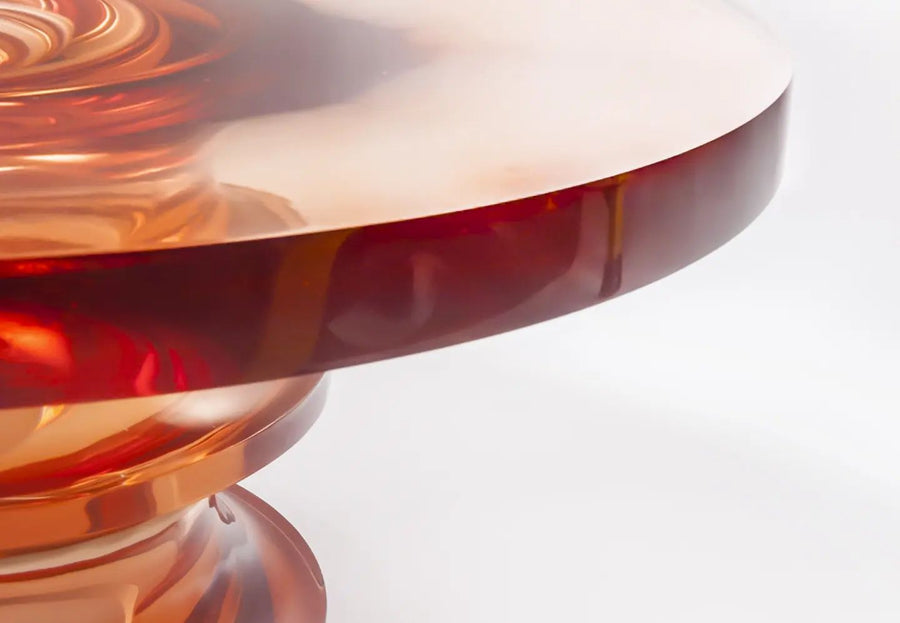 Detail of resin coffee table by designer Ian Cochran. Represented by Tuleste Factory, an art & design gallery in Chelsea, New York.