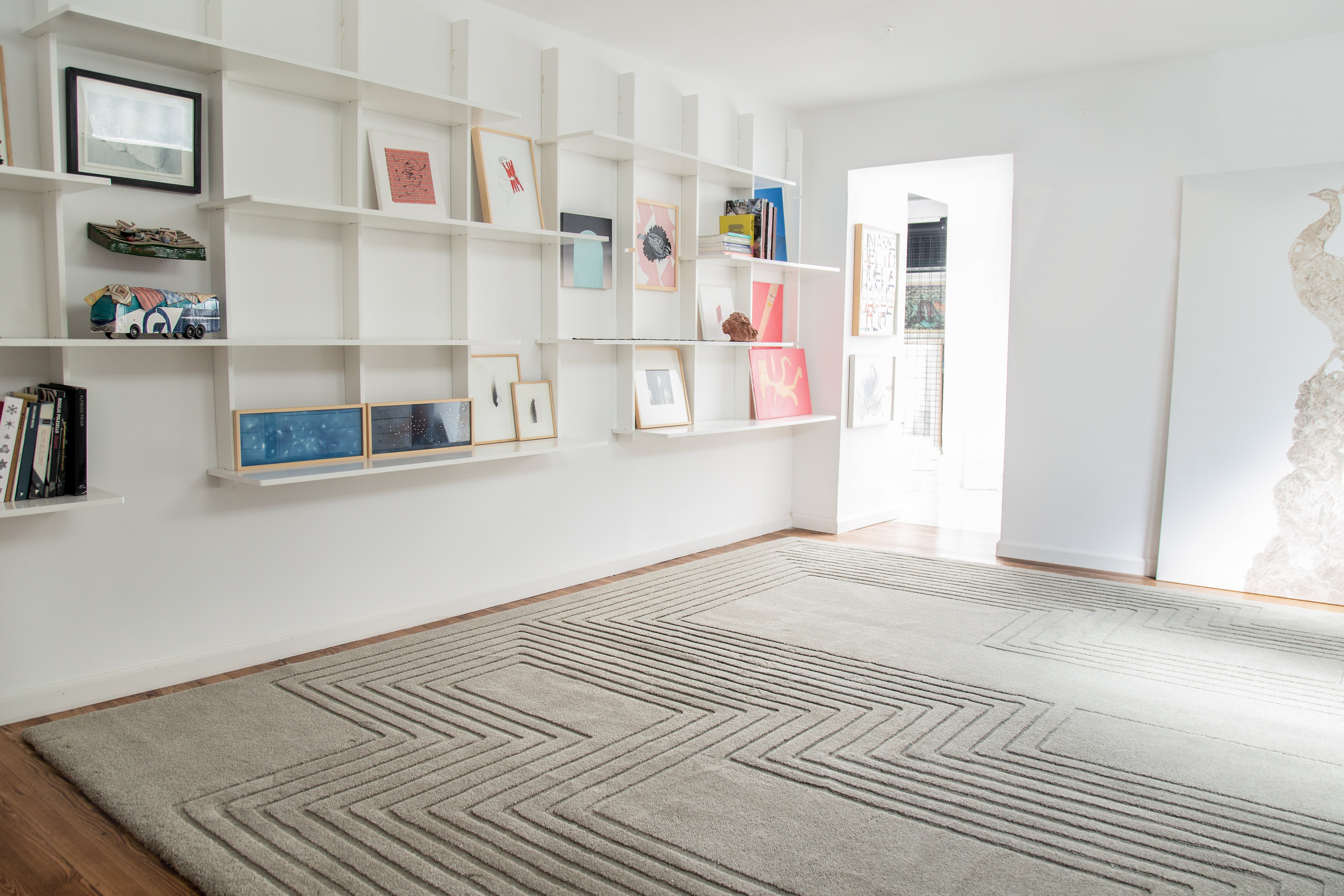 Luxury handcrafted relief rug by designer JT. Pfeiffer. Represented by design gallery Tuleste Factory in New York City.