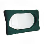 Bespoke velvet mirror in Spruce Green, design by Brandi Howe. Represented by Tuleste Factory, an art & design gallery in Chelsea, New York city.
