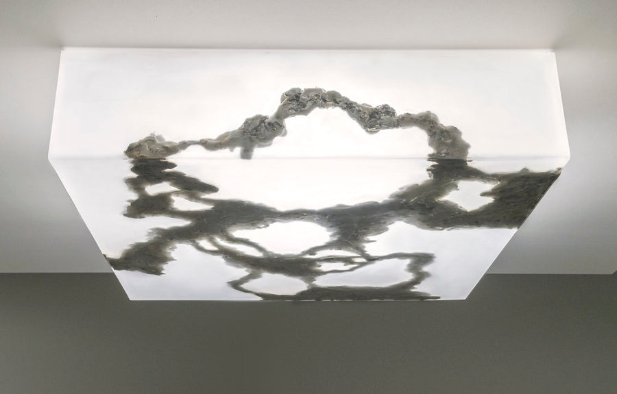 Ceiling light by artist and designer Amanda Richard Studio that functions as both sculpture and light. Represented by Tuleste Factory in New York City. 