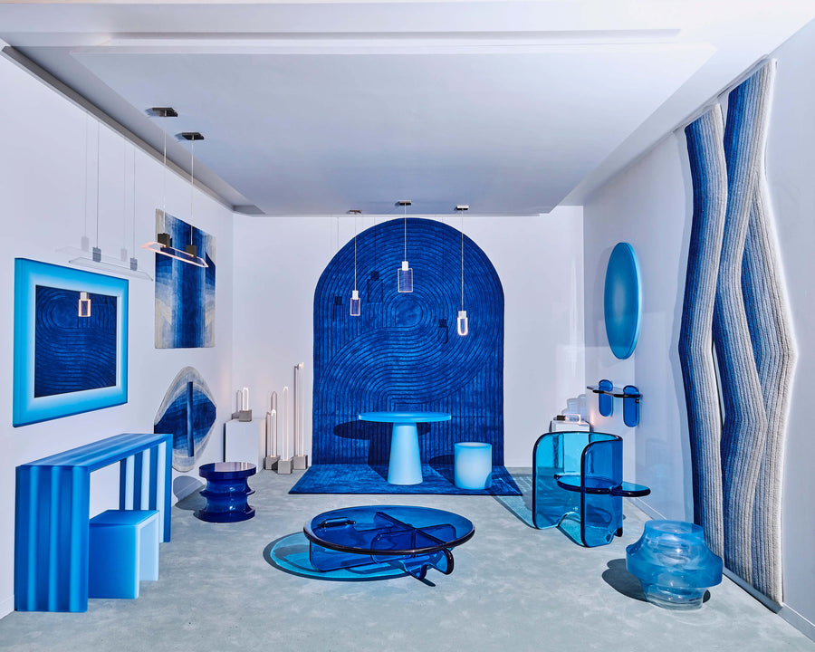 Elliptical Entry Table In Blue – Tuleste Factory