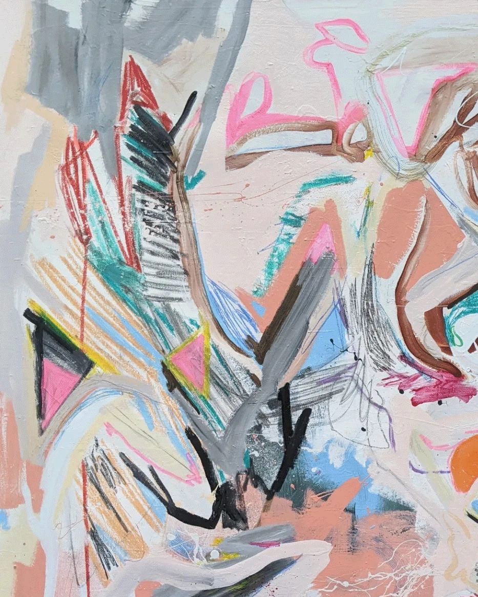 Detail of Barnstable, an abstract painting by Joseph Conrad-Ferm. Represented by Tuleste Factory, an art & design gallery in Chelsea, New York.
