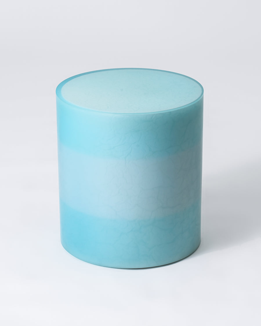 Blue gradient resin ripple stool by Facture Studio. Represented by Tuleste Factory, a design gallery in Chelsea New York.