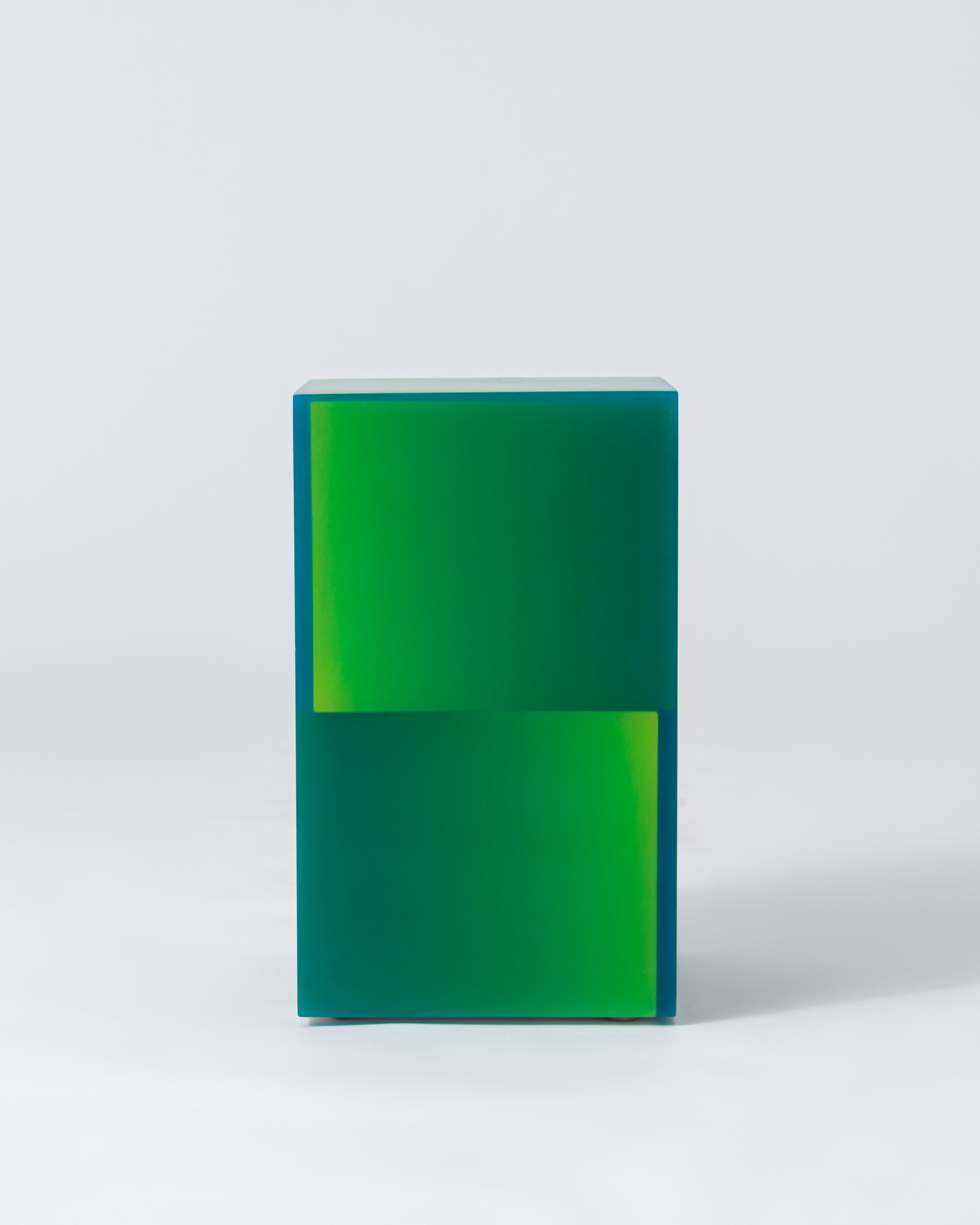Resin furniture design, stool and side table as sculpture by Facture Studio. Represented by Tuleste Factory in New York City.
