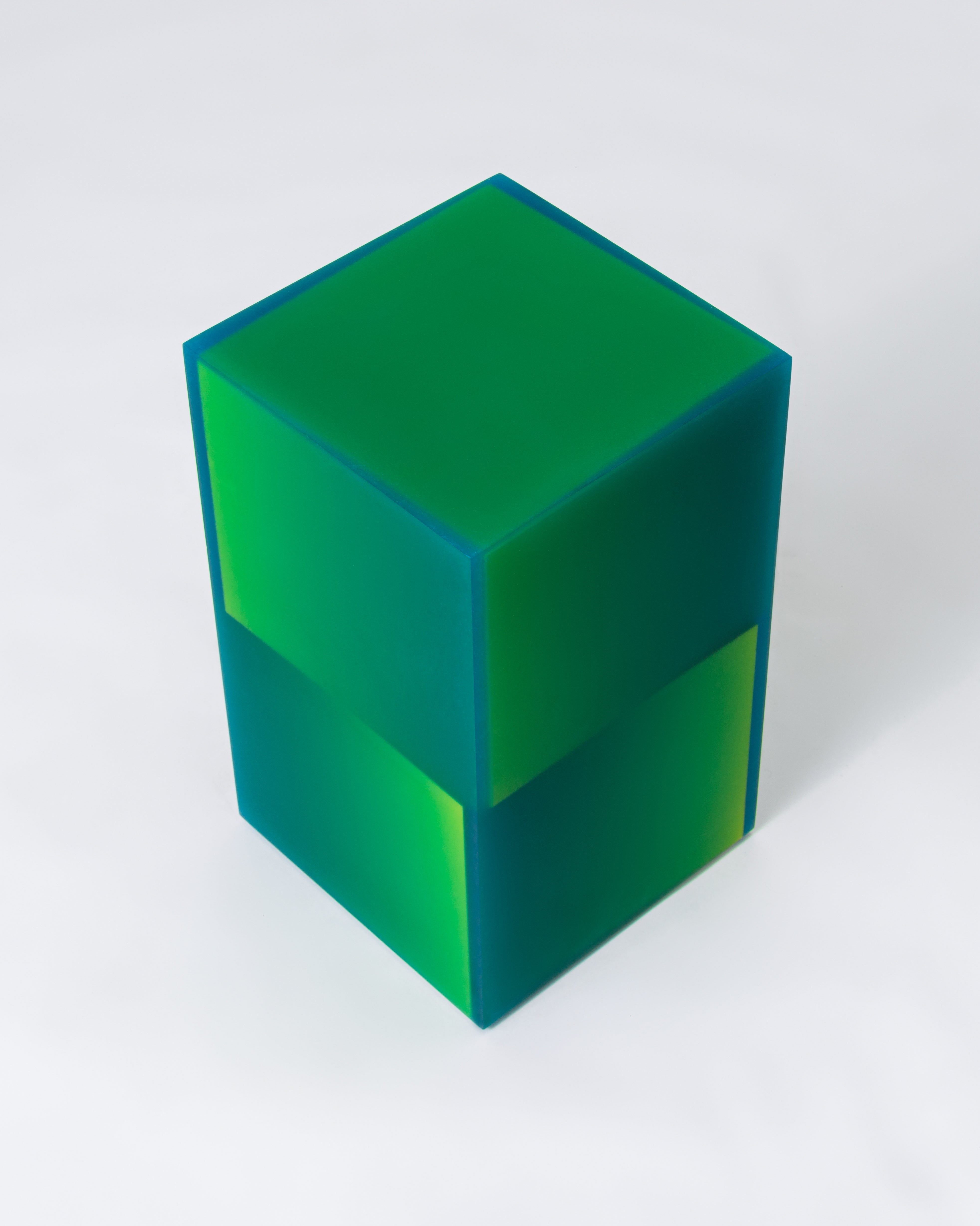 Resin furniture design, stool and side table as sculpture by Facture Studio. Represented by Tuleste Factory in New York City.