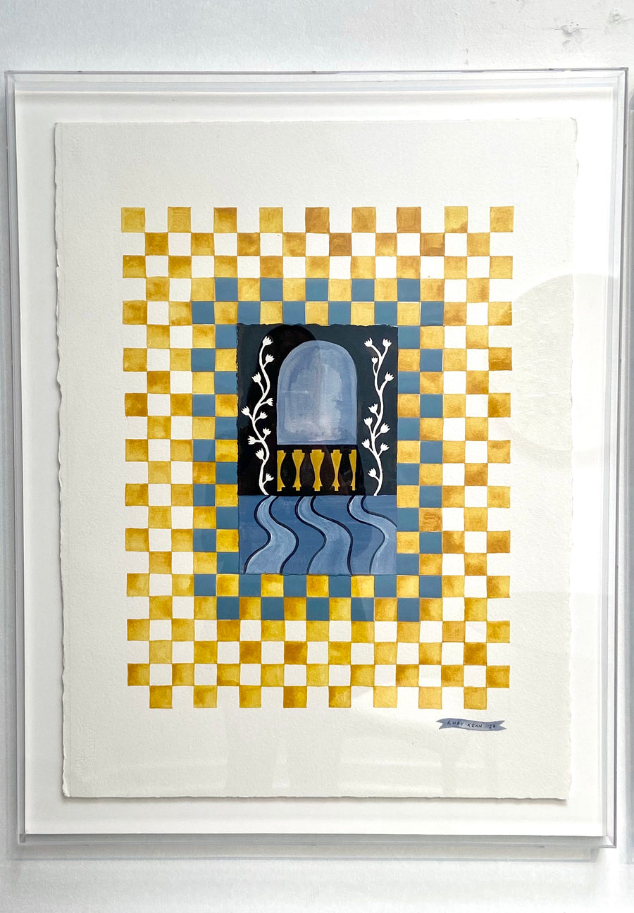 Mixed media collage drawing by artist and designer Ruby Kean. Represented by fine art gallery Tuleste Factory in New York City.