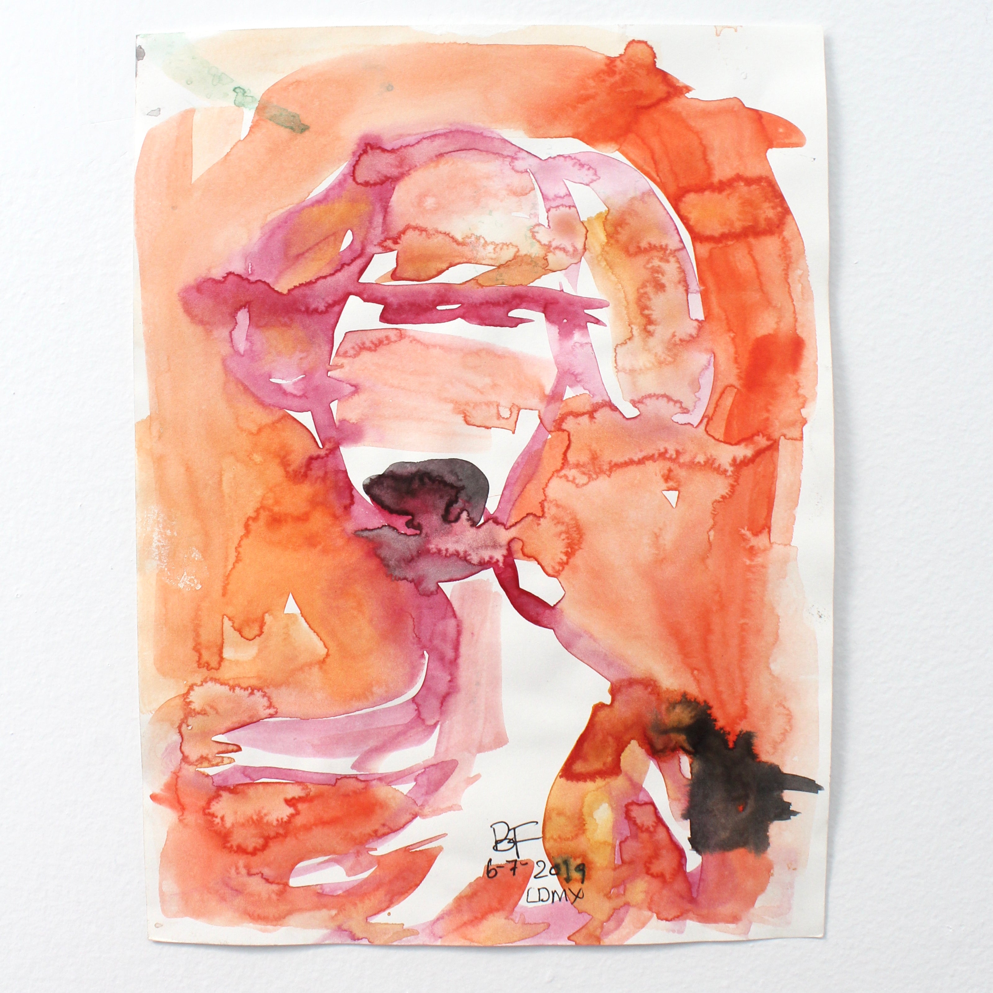 Abstract figurative watercolor work on paper by Brad Fisher. Represented by Tuleste Factory, a collectible design and fine art gallery in Chelsea, New York City.