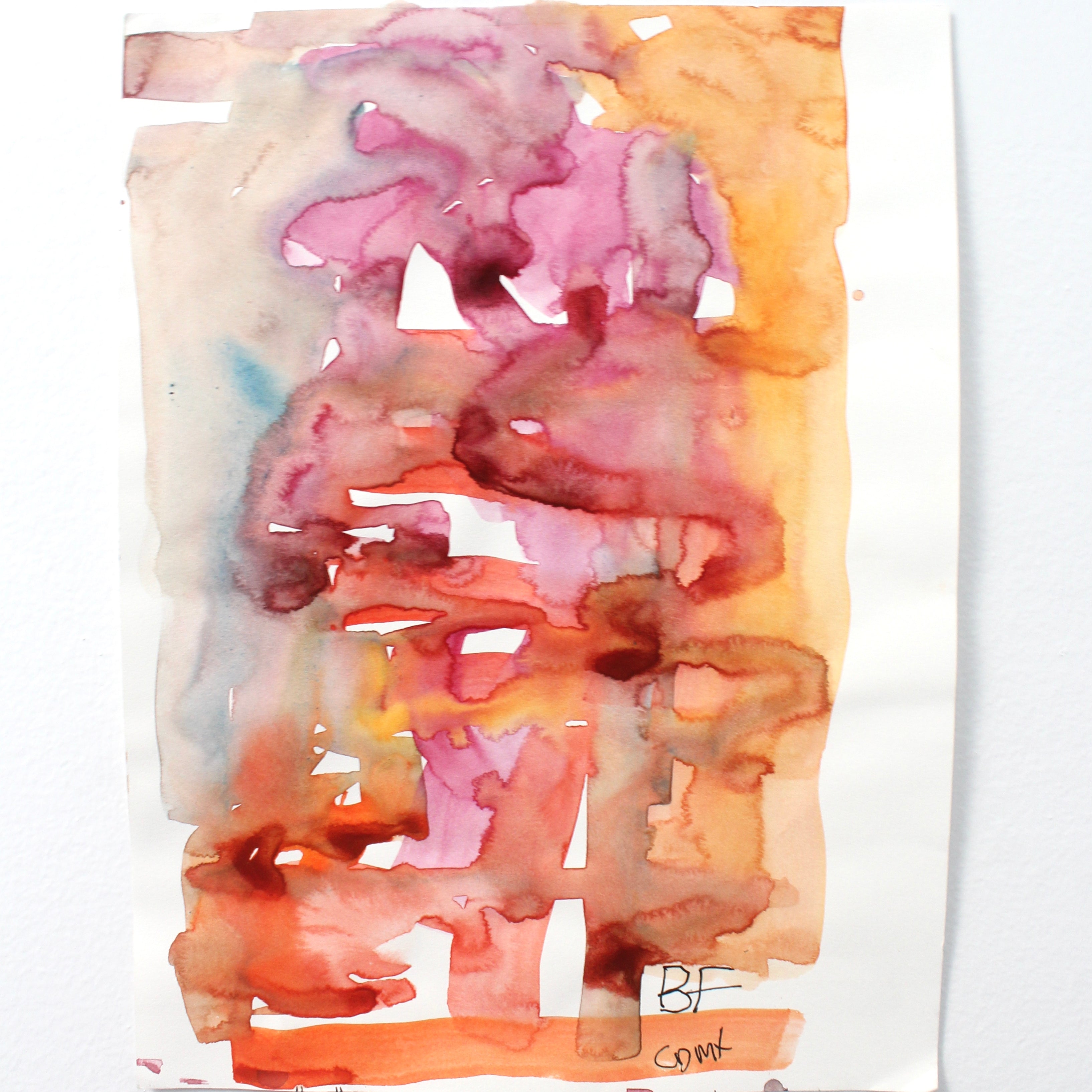 Abstract figurative watercolor work on paper by Brad Fisher. Represented by Tuleste Factory, a collectible design and fine art gallery in Chelsea, New York City.